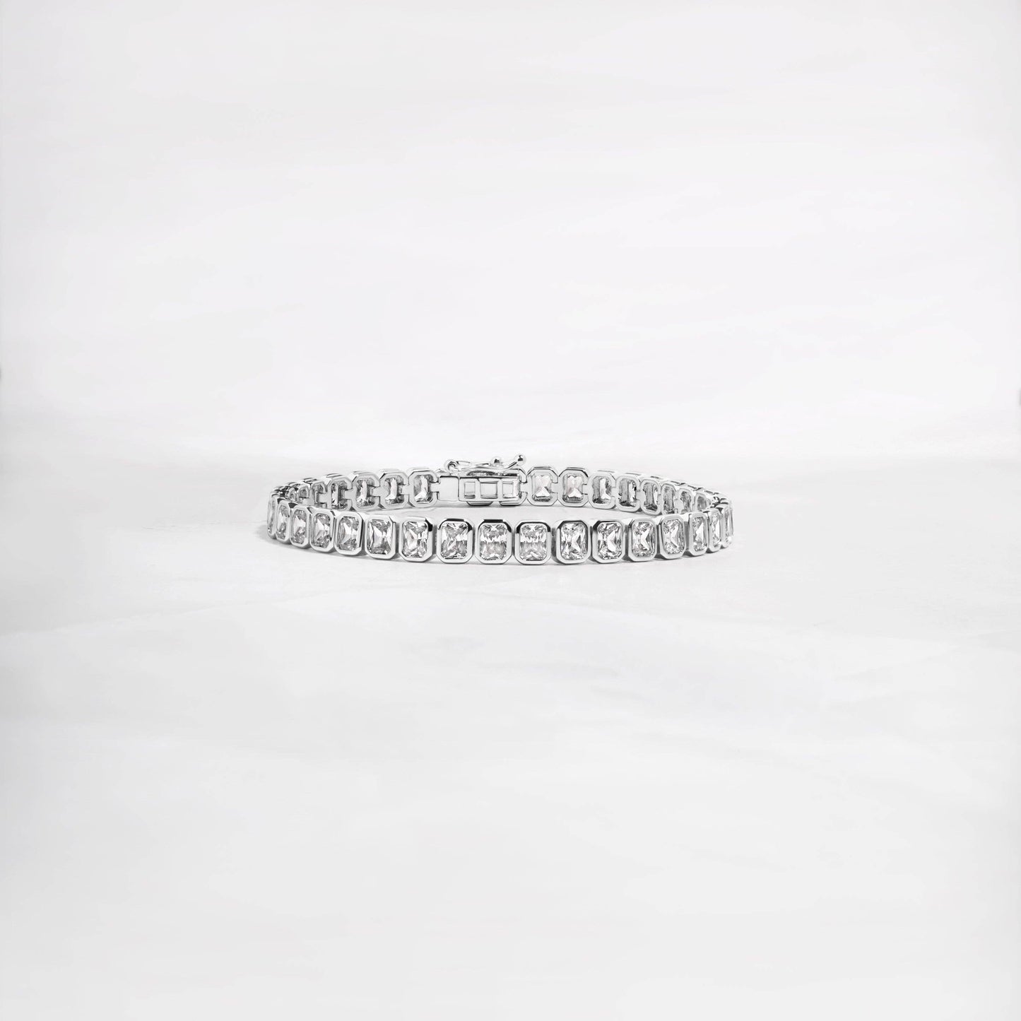 Emerald-Cut Bezel Tennis Bracelet