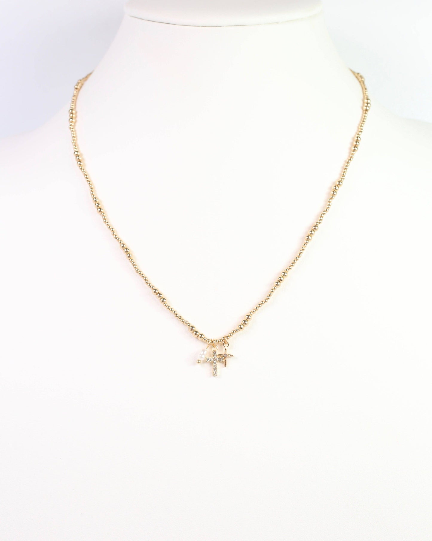 Saylor Cross Charm Necklace Gold
