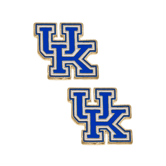 Kentucky Wildcats Enamel Logo Stud Earrings in Shiny Gold