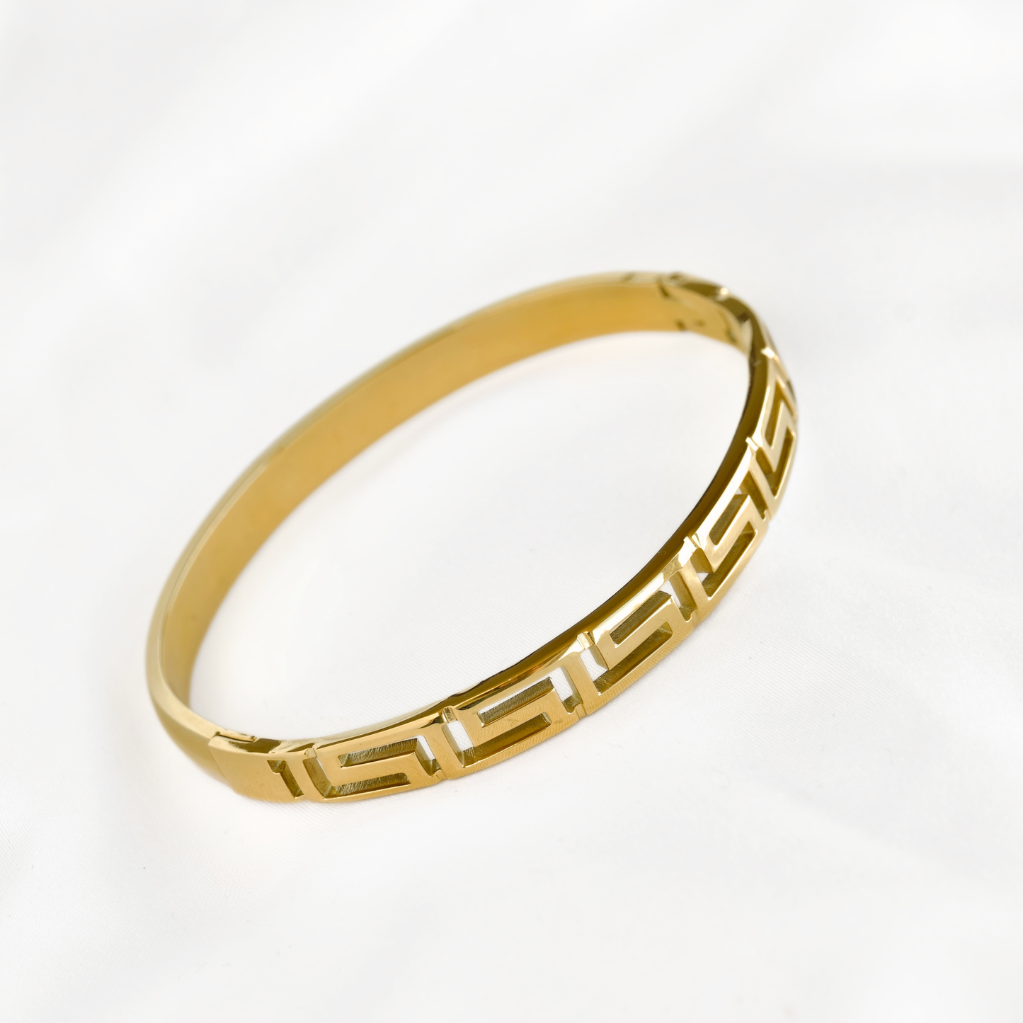 Mixed Motif Gold Hinged Bangle Set - Stainless Steel