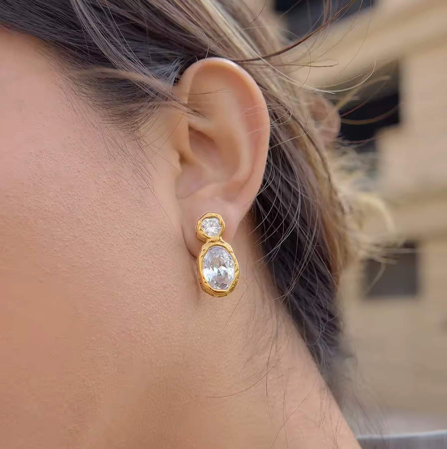 The Luna Bezel Earrings Water Resistant