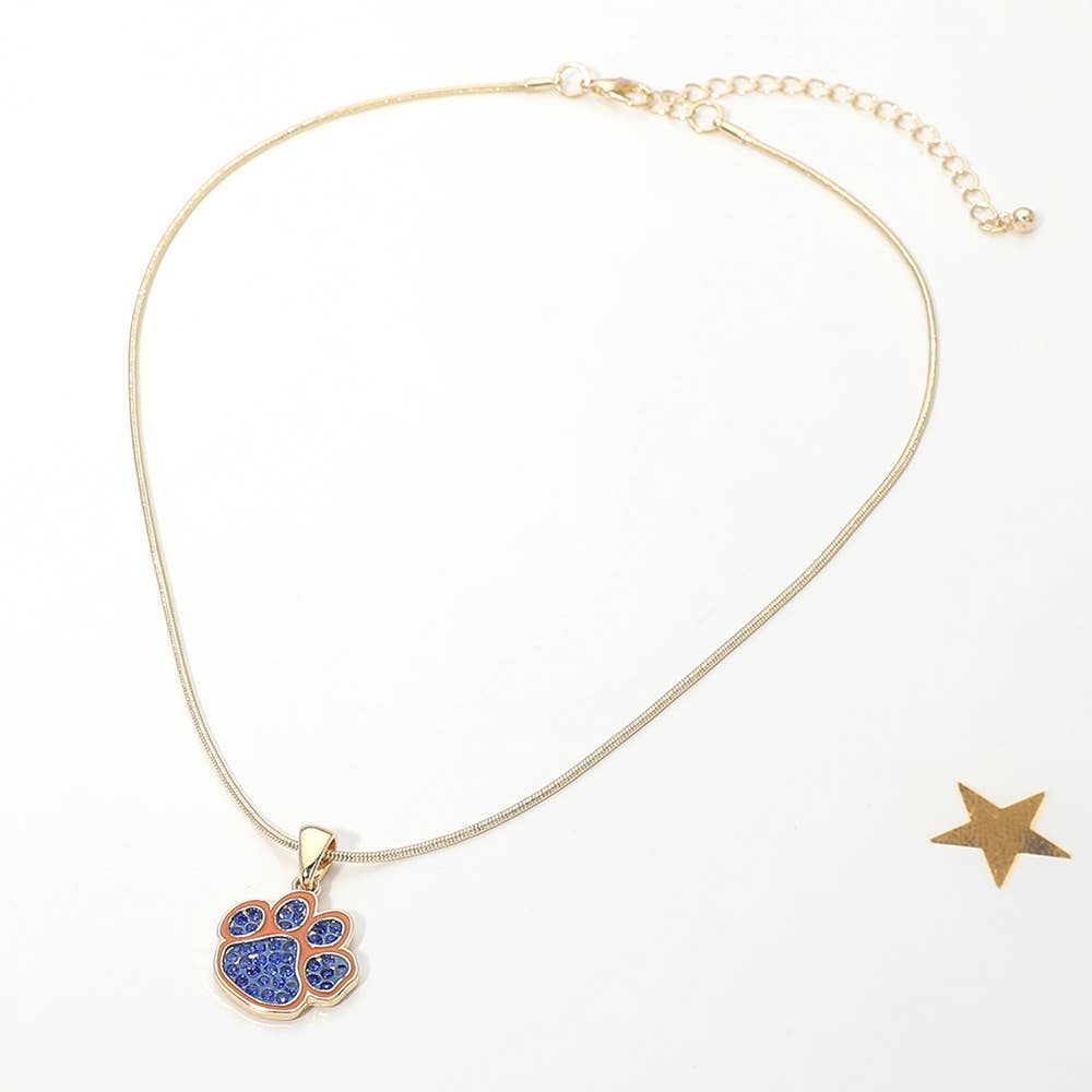 Game Day Football Paw Print Pendant Necklace