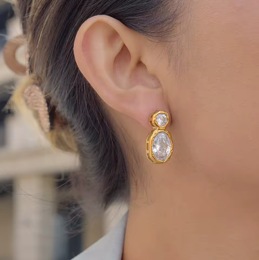 The Luna Bezel Earrings Water Resistant