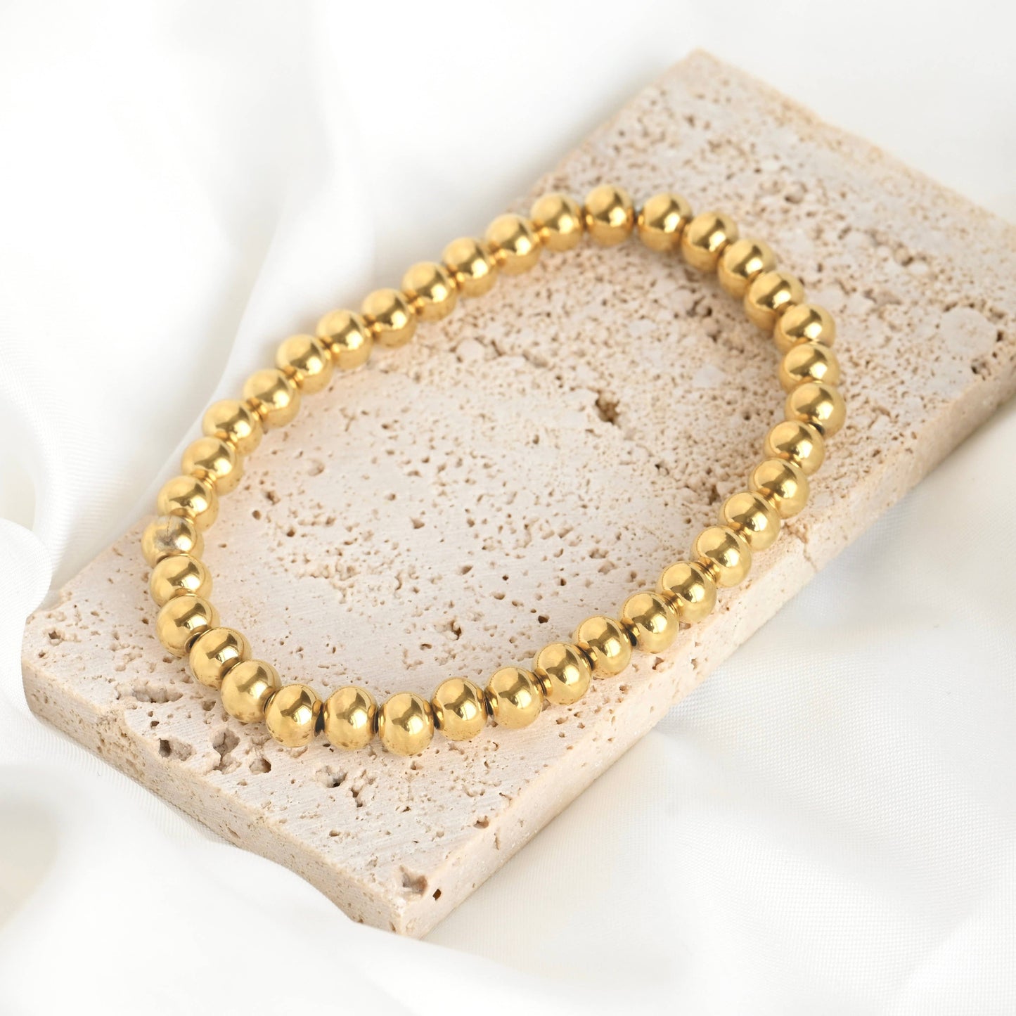 18k Gold Bracelets - Gold Beaded, Paperclip, Tennis Bracelet