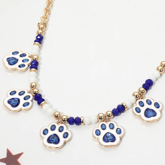 Game Day Paw Charm Beaded Necklace