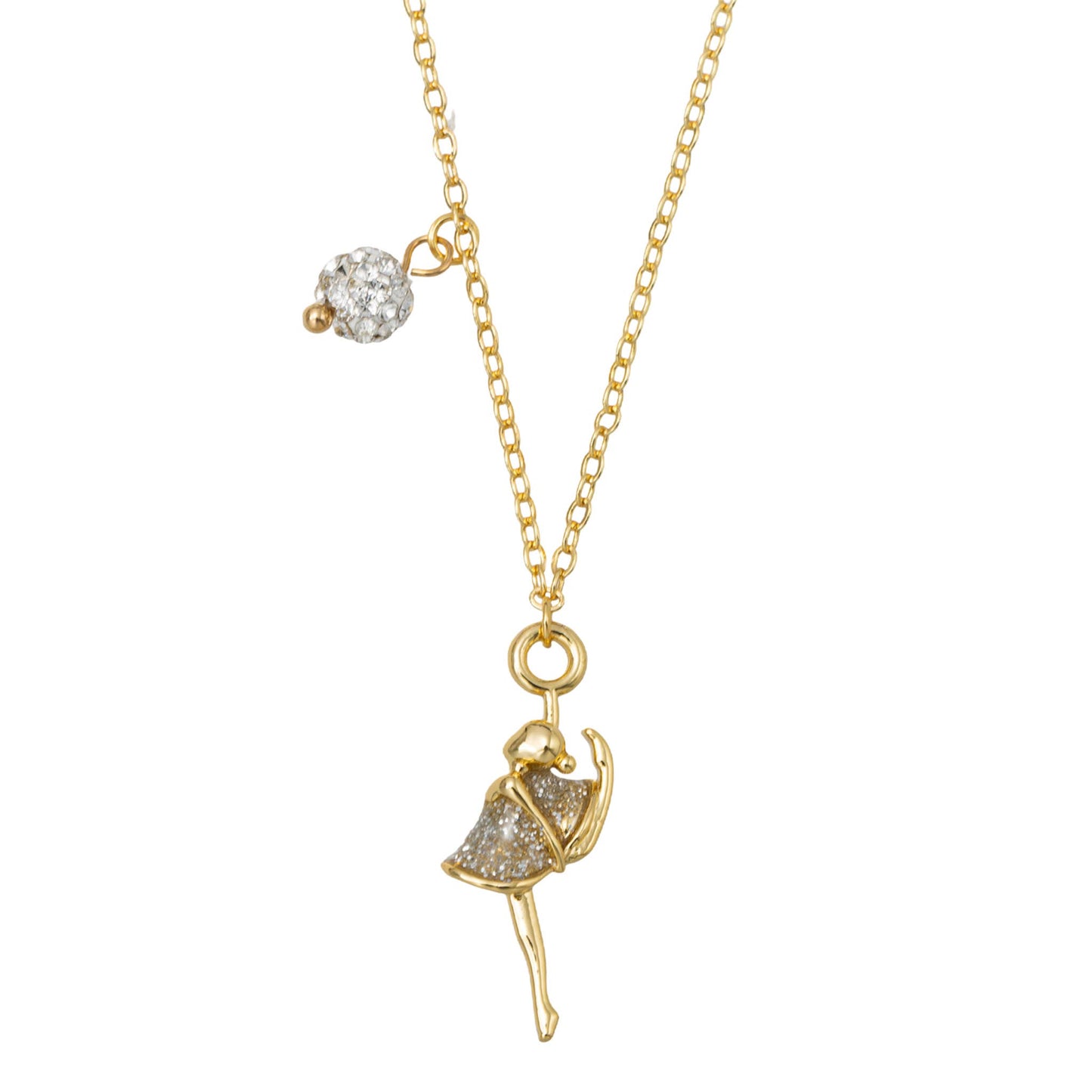 Kids 18K Gold Plated O Chain Necklace with Ballerina