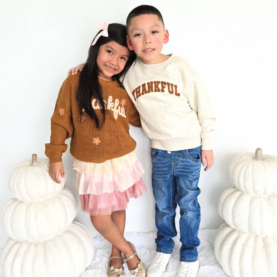 Thankful Patch Varsity Thanksgiving Sweatshirt - Boys