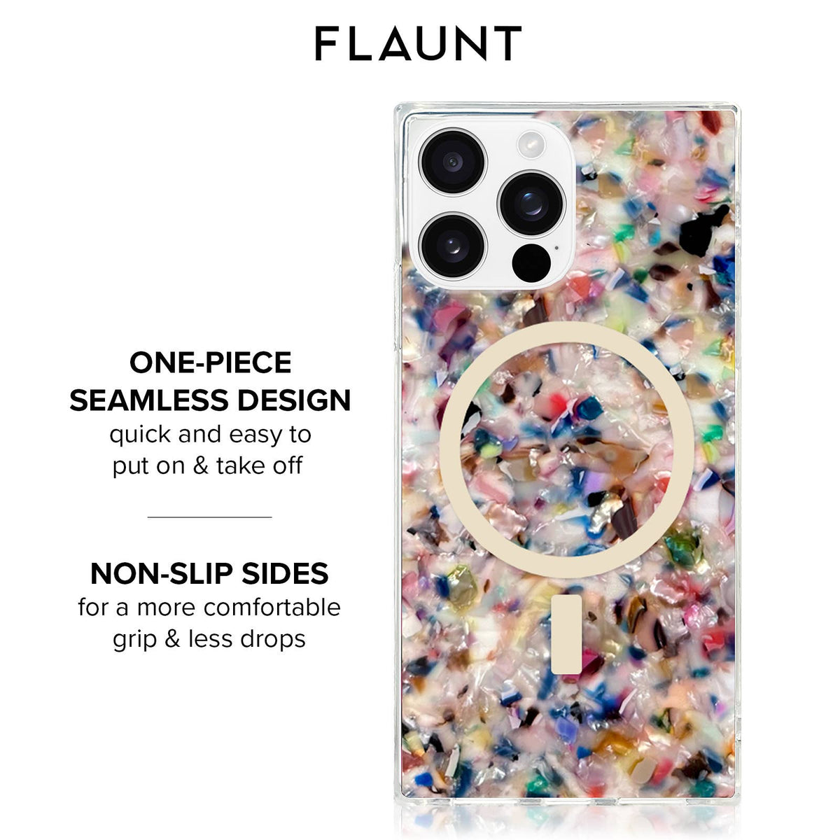 Rainbow Confetti Tortoise Shell MagSafe iPhone Case