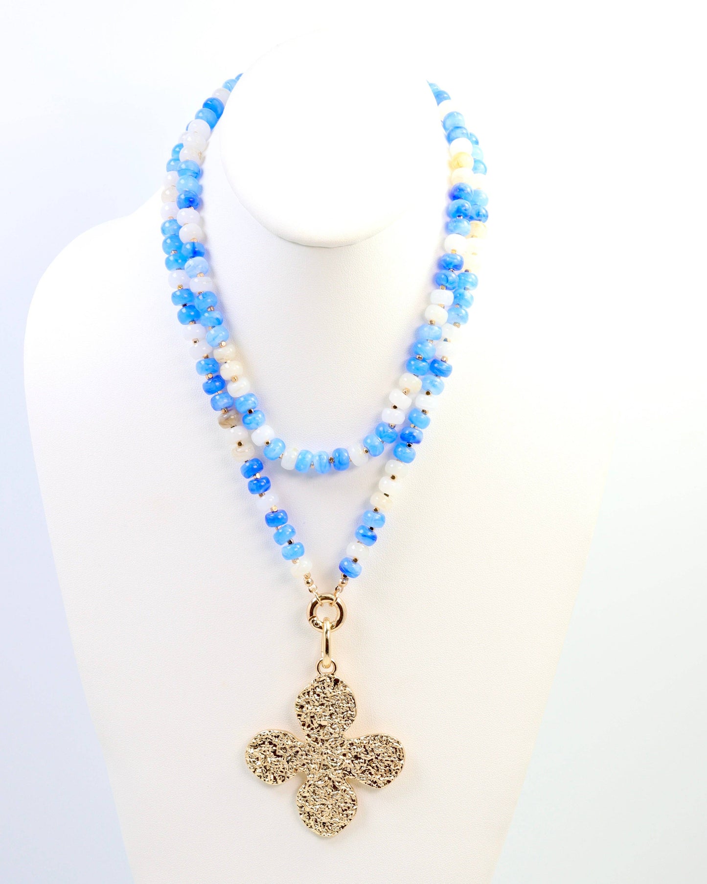 McLane Stone Necklace with Toggle Blue White