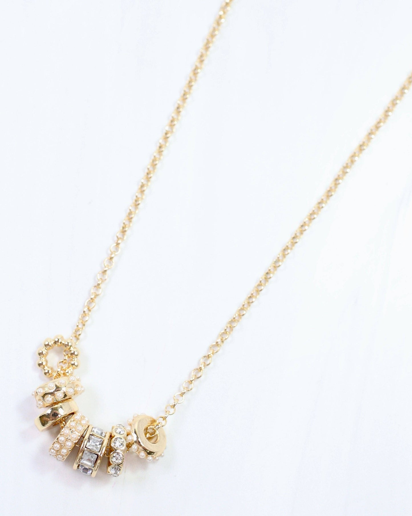 Arabella Circle Charm Necklace Pearl