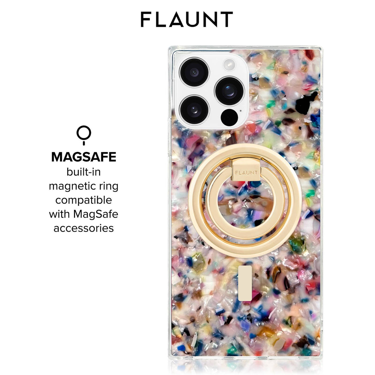 Rainbow Confetti Tortoise Shell MagSafe iPhone Case