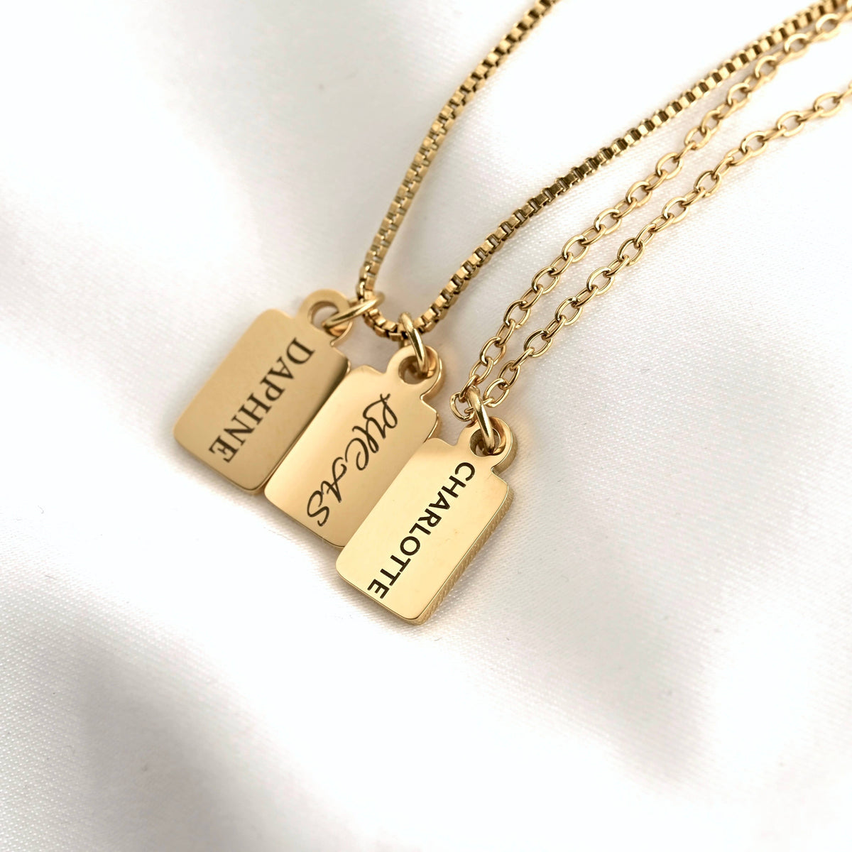 Custom Tag Charm Necklace - Multiple Bar Family Necklace