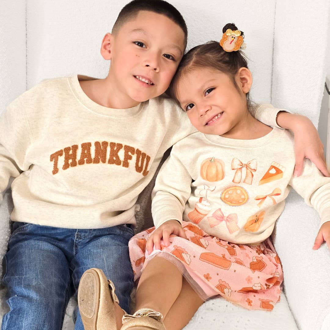 Thankful Patch Varsity Thanksgiving Sweatshirt - Boys