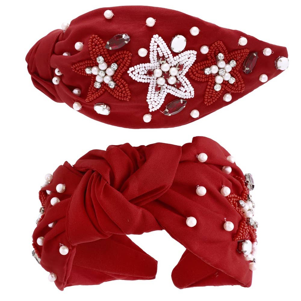 Christmas Beaded Star Knotted Headband