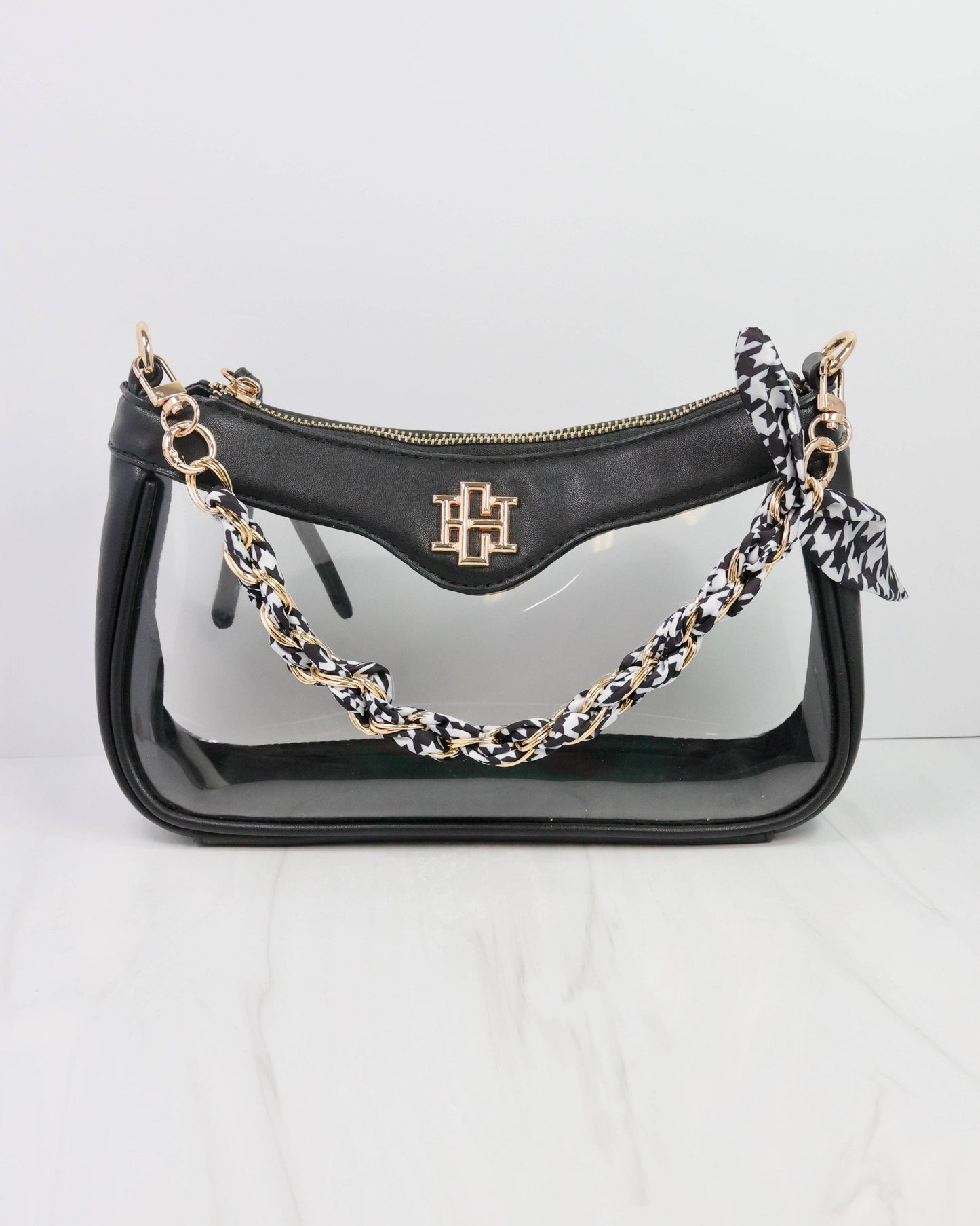 Serafina Scarf Purse Chain Black White