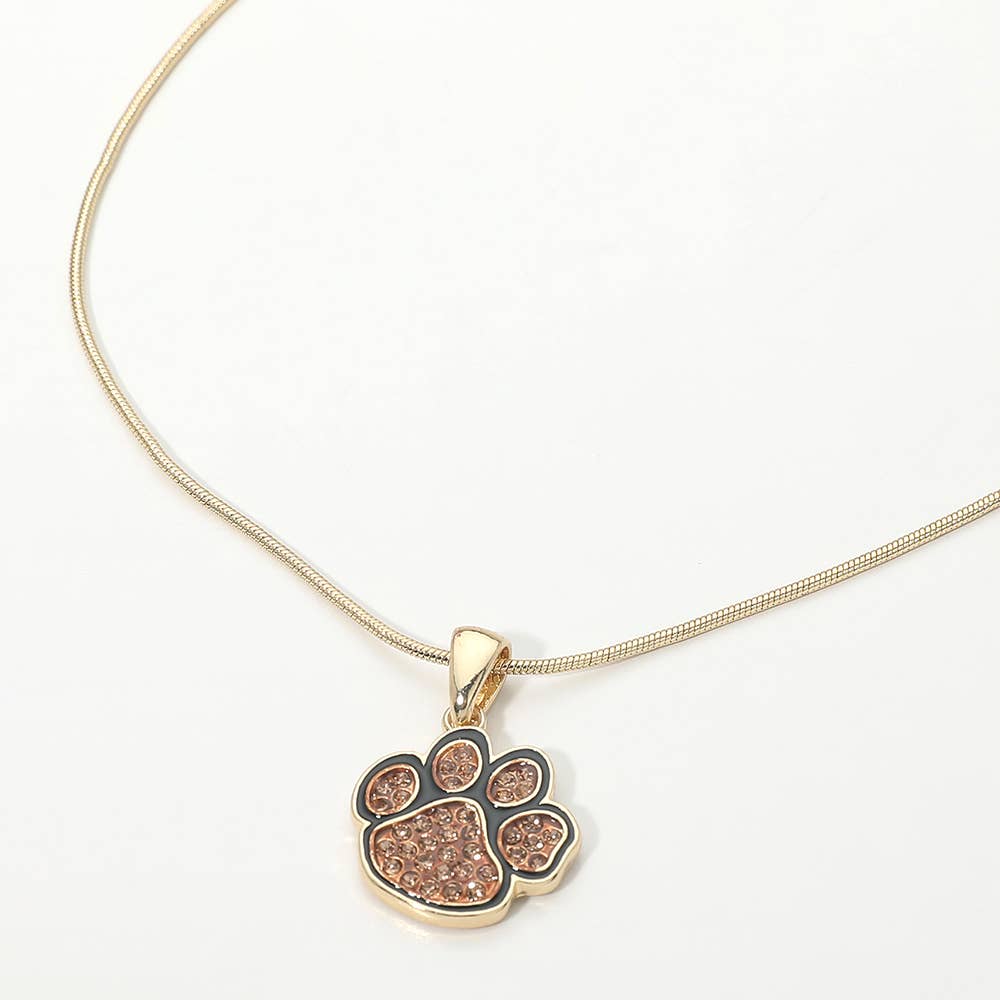 Game Day Football Paw Print Pendant Necklace