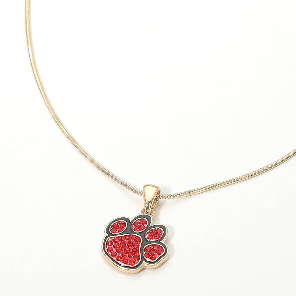 Game Day Football Paw Print Pendant Necklace