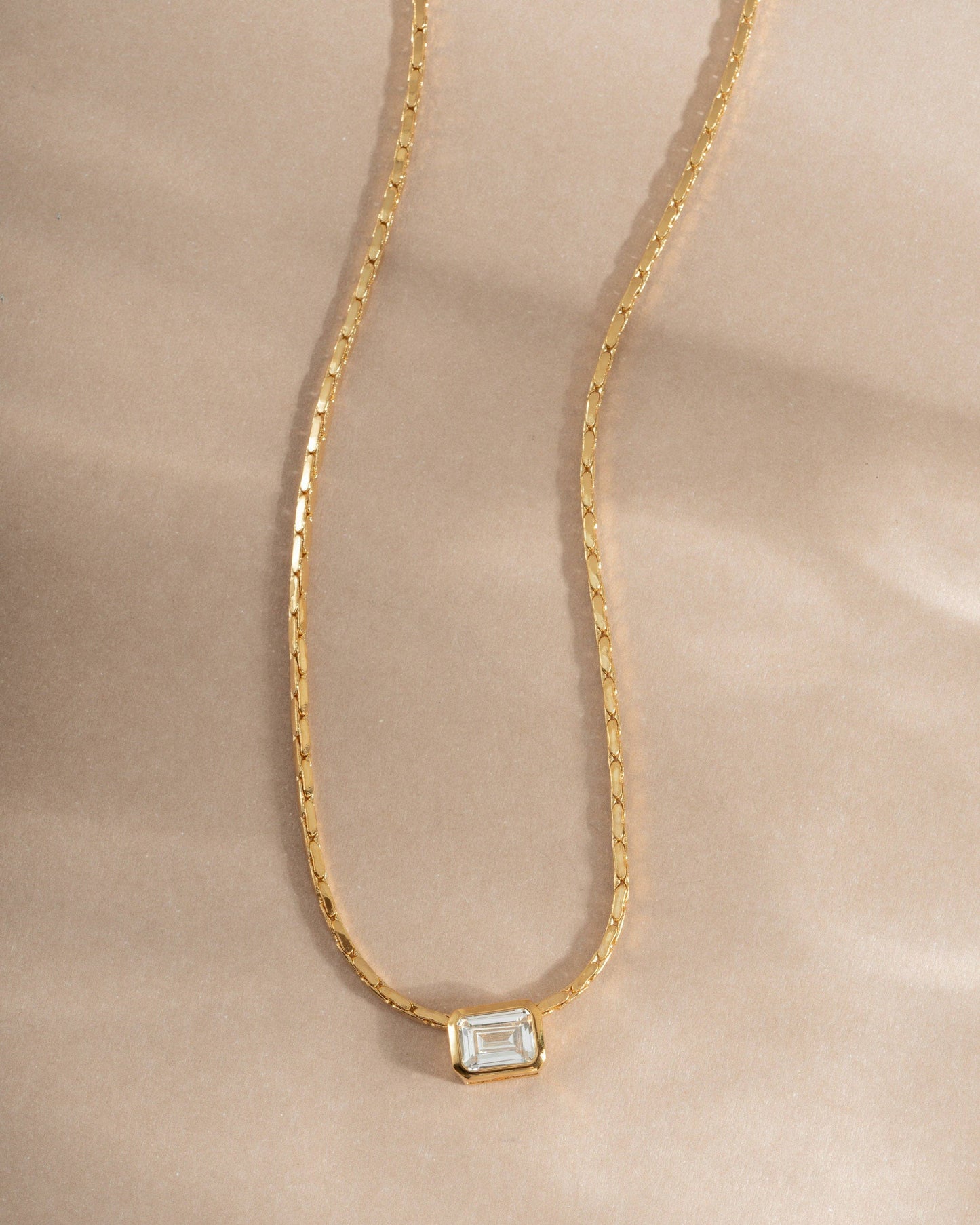 White CZ Baguette Bezel Statement Necklace