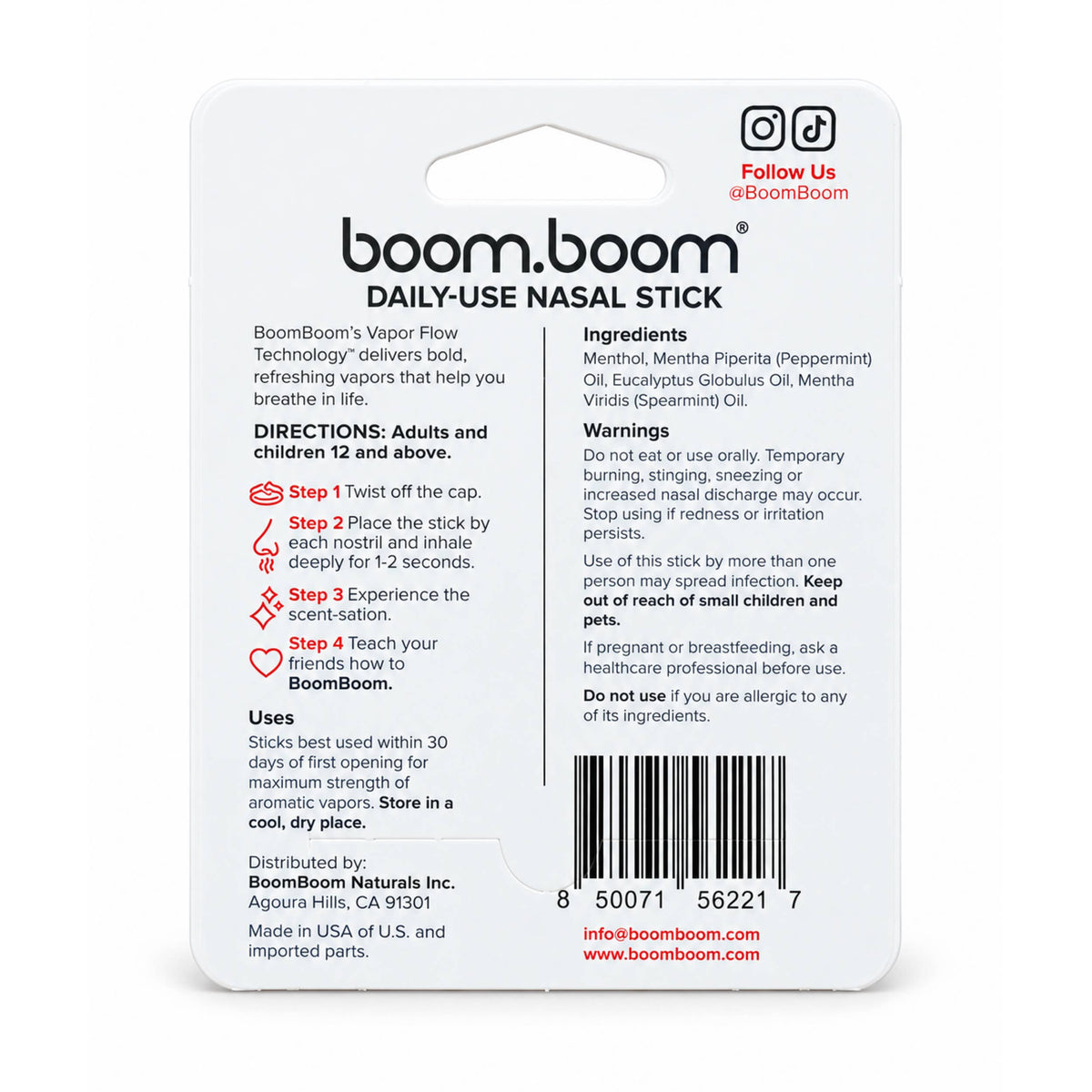 BoomBoom Nasal Stick | Cool Refreshing Vapors  | Candy Cane