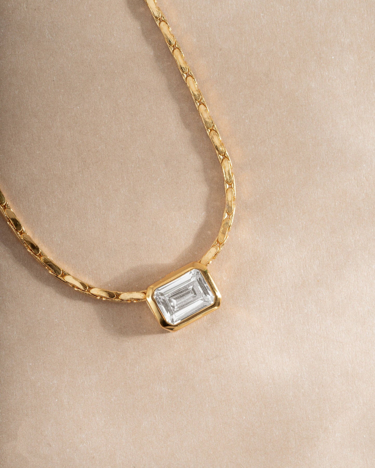 White CZ Baguette Bezel Statement Necklace