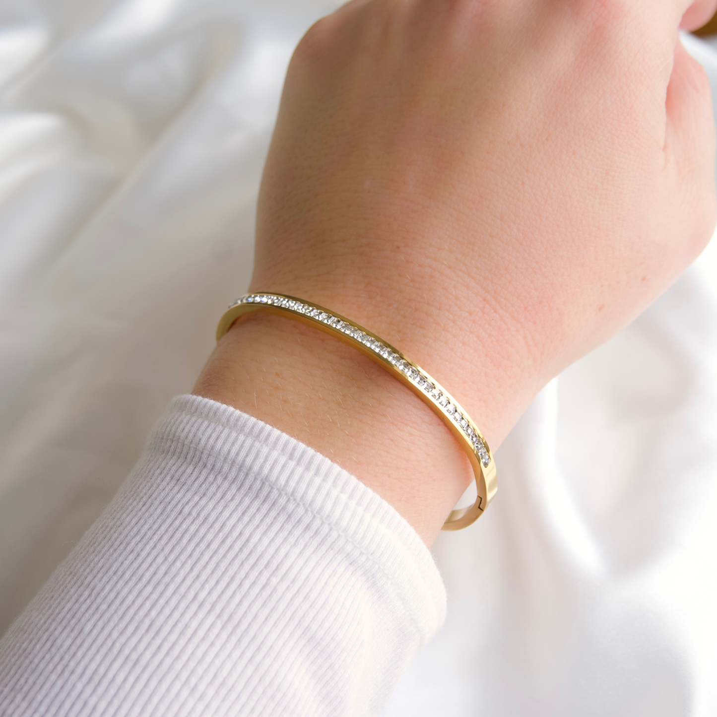 Mixed Motif Gold Hinged Bangle Set - Stainless Steel