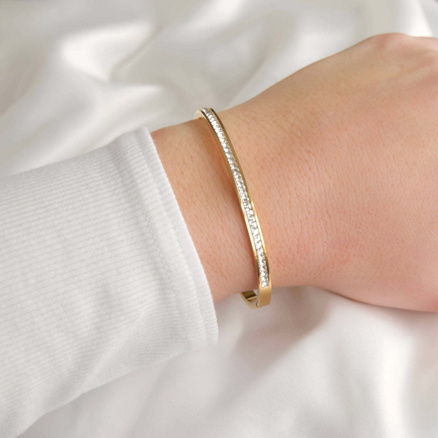 Mixed Motif Gold Hinged Bangle Set - Stainless Steel