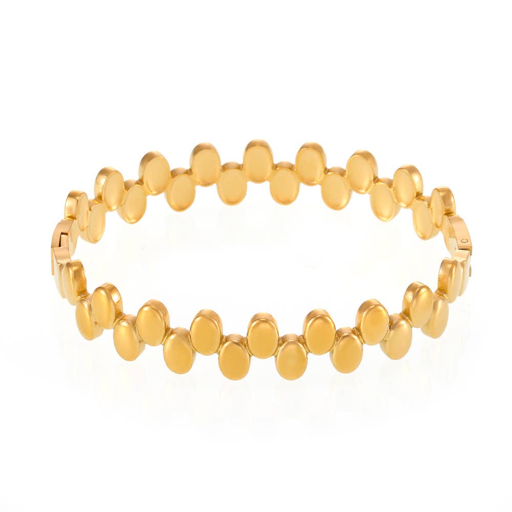 Sleek Oval Coin Bangle Bracelet- Waterproof