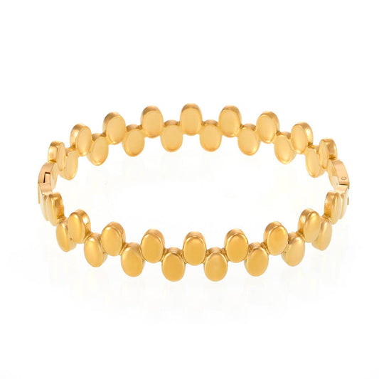 Sleek Oval Coin Bangle Bracelet- Waterproof