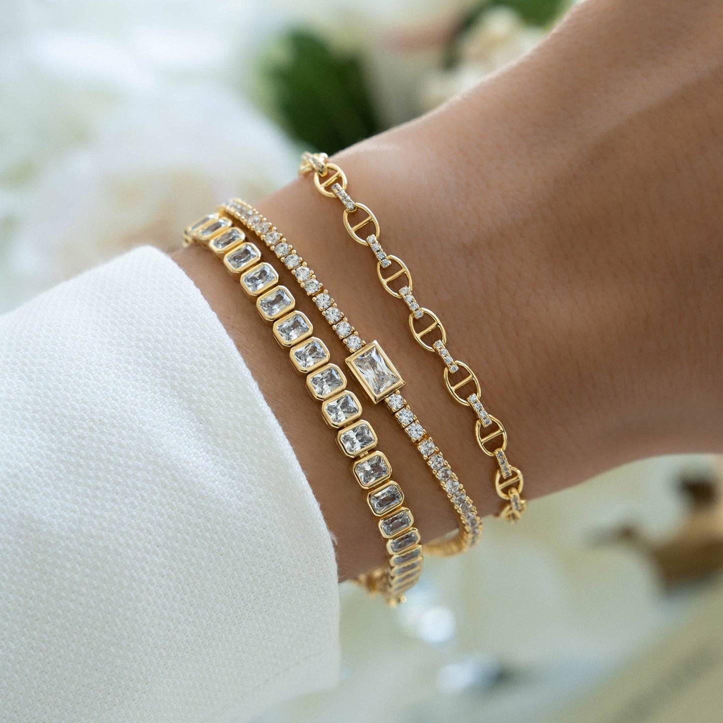 Emerald-Cut Bezel Tennis Bracelet